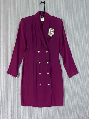 Vtg Knapp Studio Dbl Breasted Wrap Dress Burgundy Wine Womens Junior 3